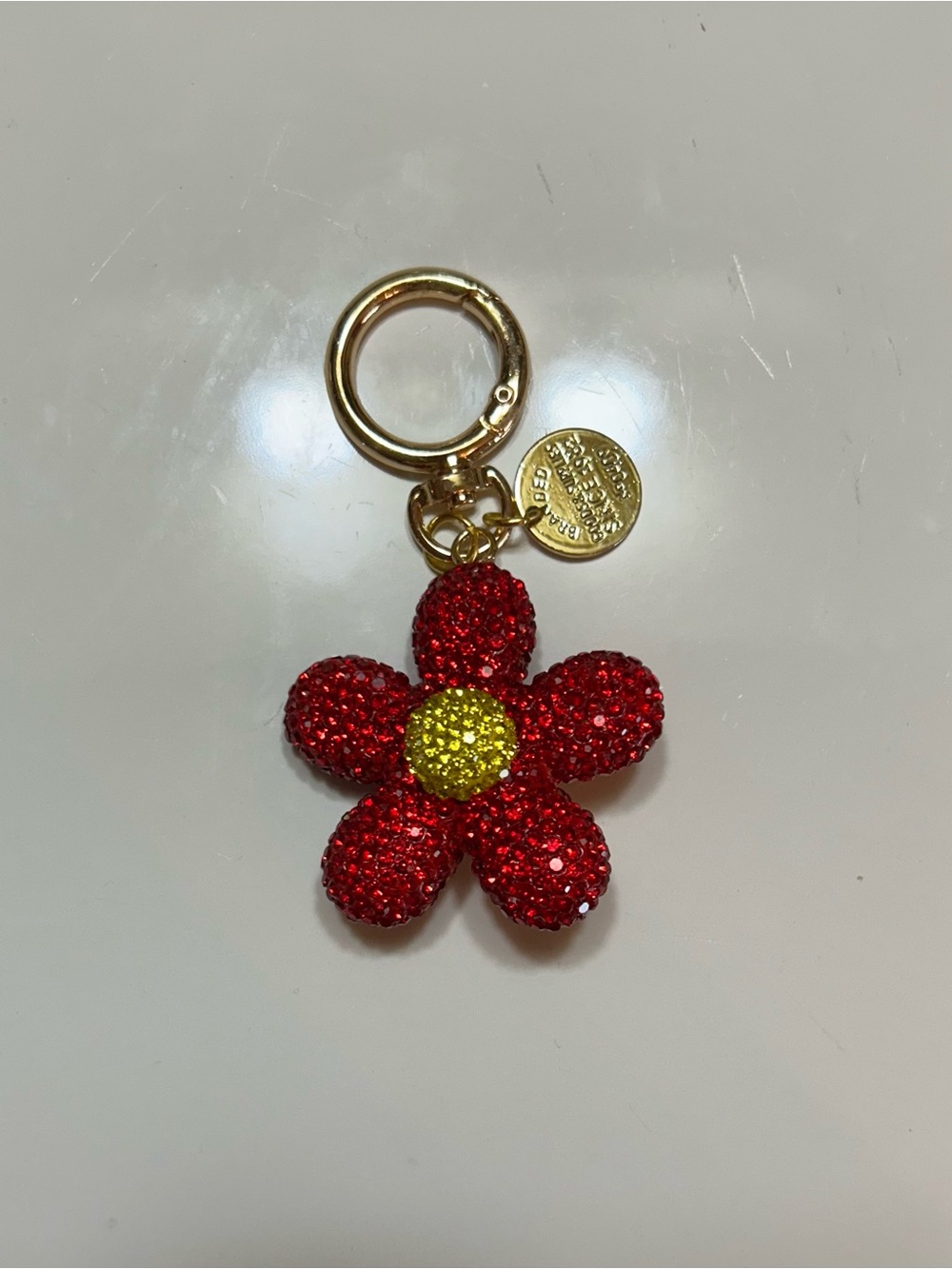 Rhinestone Crystal Red Flower Keychain/Bag Charm